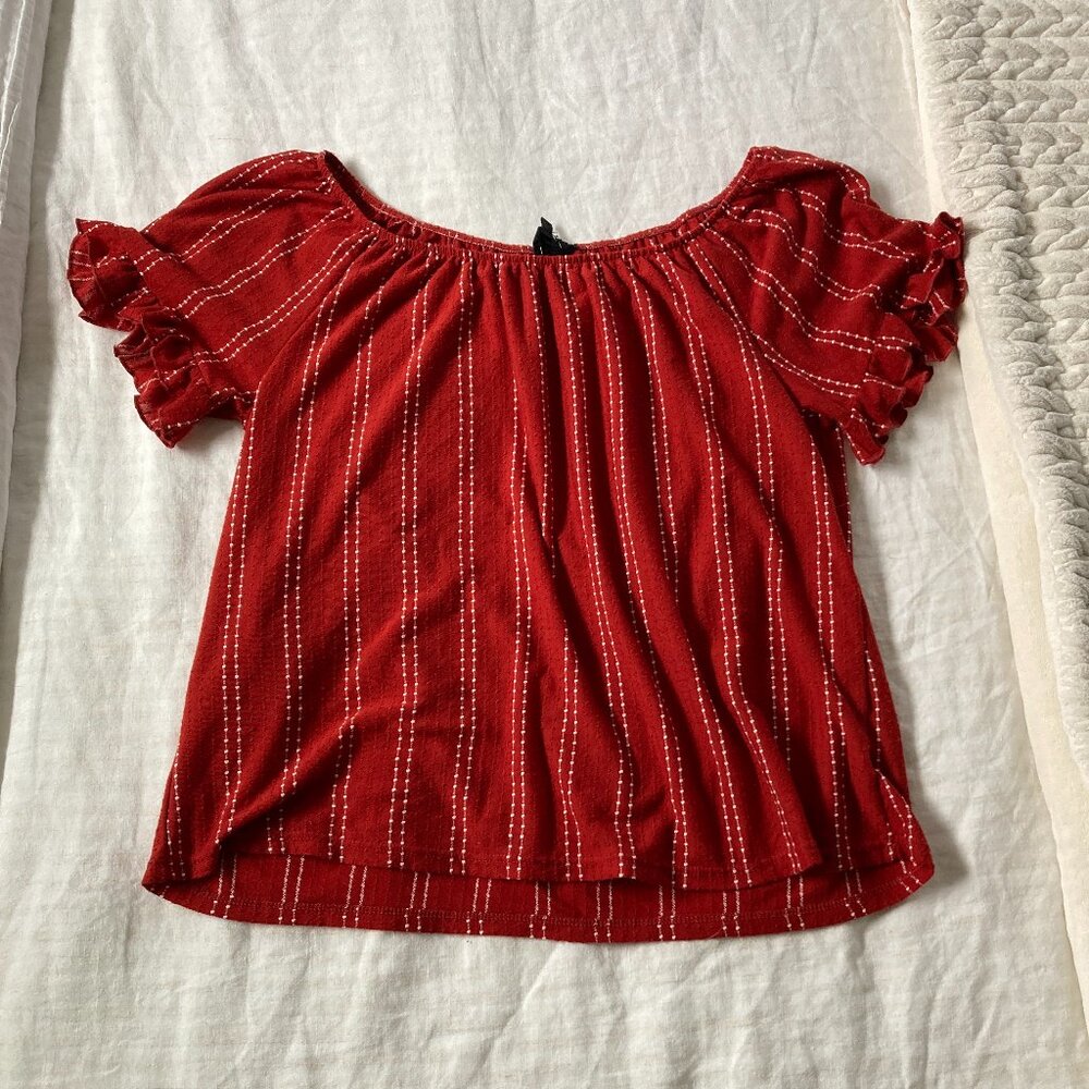 Cute red peasant shirt, size M